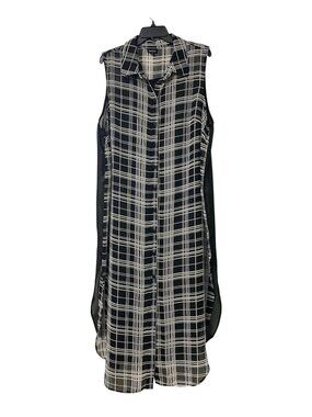 Torrid Plaid Sleeveless Button-Front High-Low Shirt Dresses Size 2 Black White